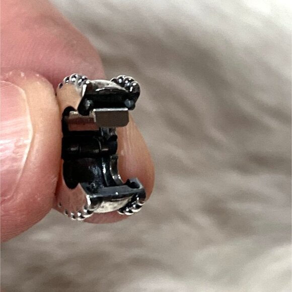 Pandora Authentic Beveled Silver Clip for Bracelet Retired Design Sterling 925 - Picture 6 of 8